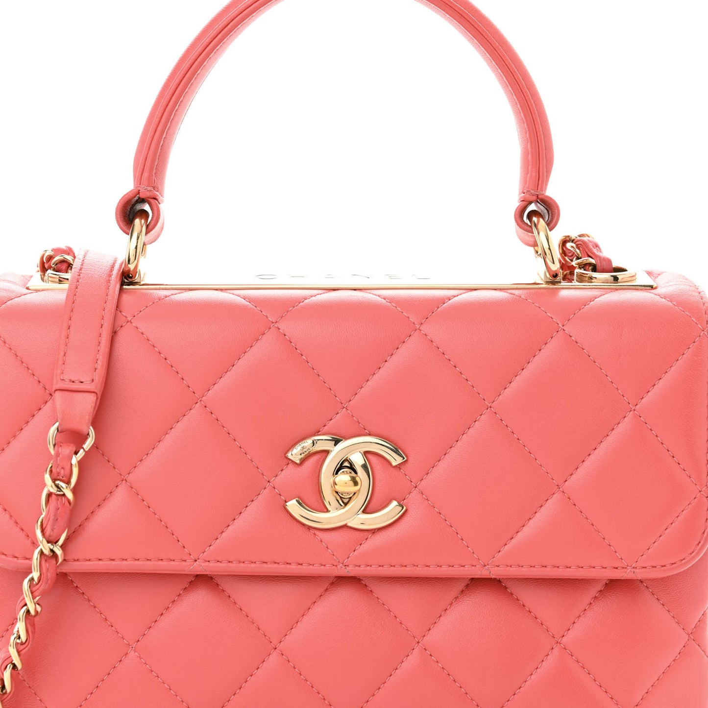 Lambskin Quilted Small Trendy CC Flap Dual Handle Bag Pink