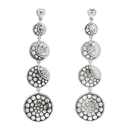 John Hardy Sterling Silver Dot Moon Phase Hammered Drop Earrings 1 of 4