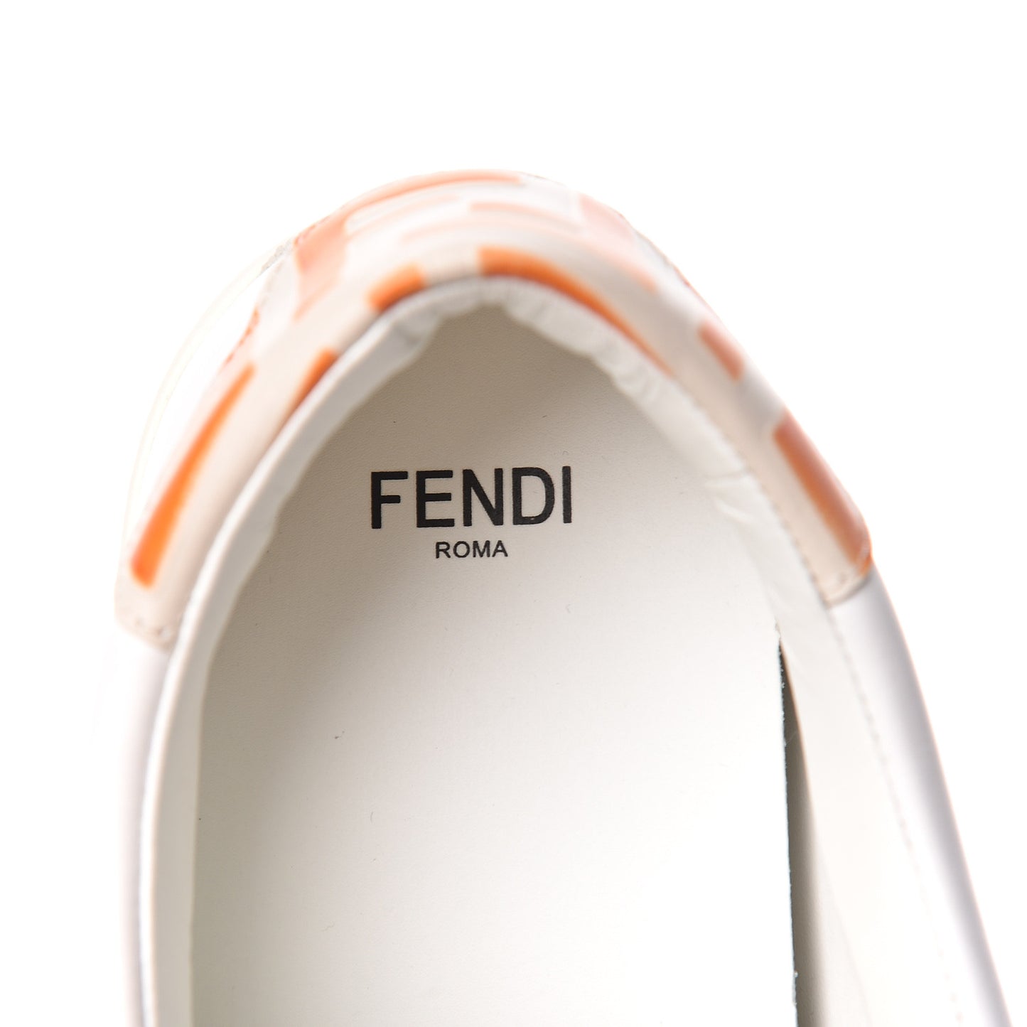Vitello FF Embossed Womens Slip On Sneakers 40 Ultra White Camelia Aranciata