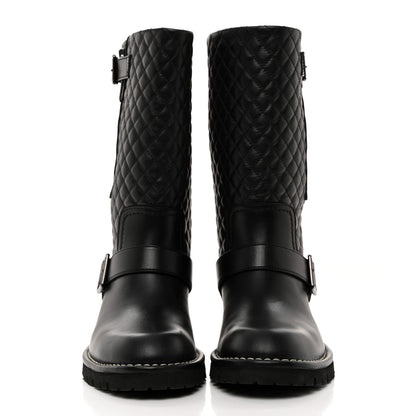 Chanel Calfskin Quilted Biker Boots 38 Black 2 of 9