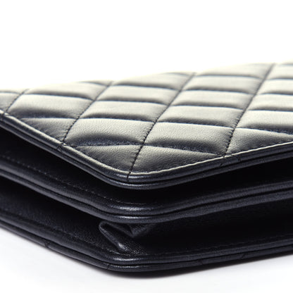 Chanel Iridescent Lambskin Quilted Pearl Wallet On Chain WOC Black 8 of 12