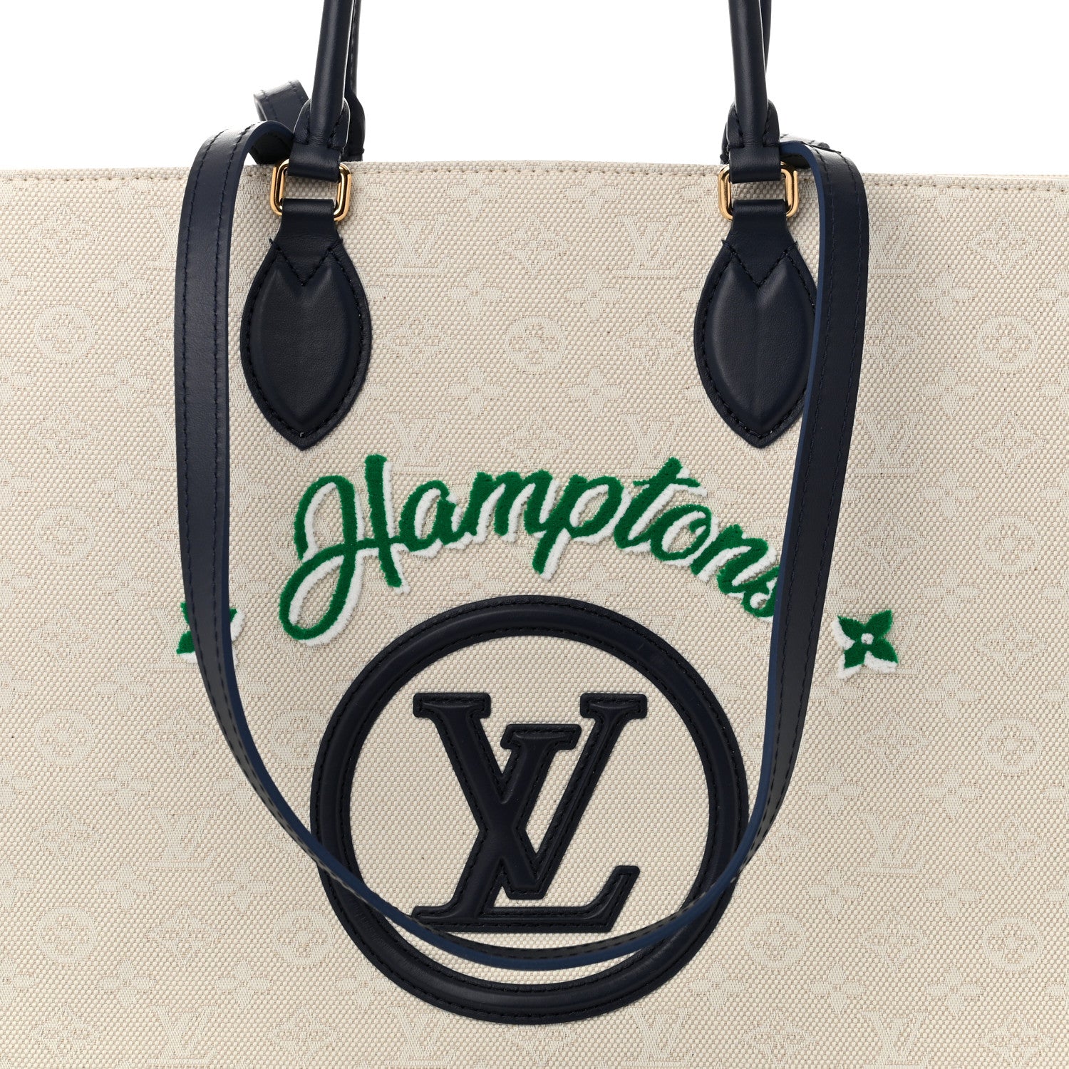 Louis Vuitton Jacquard Embroidered Tufted Monogram Hamptons Onthego GM Blue 7 of 9