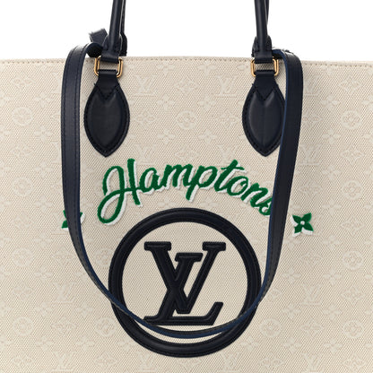 Louis Vuitton Jacquard Embroidered Tufted Monogram Hamptons Onthego GM Blue 7 of 9