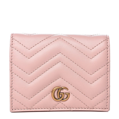 Gucci Calfskin Matelasse GG Marmont Card Case Wallet Perfect Pink 1 of 7