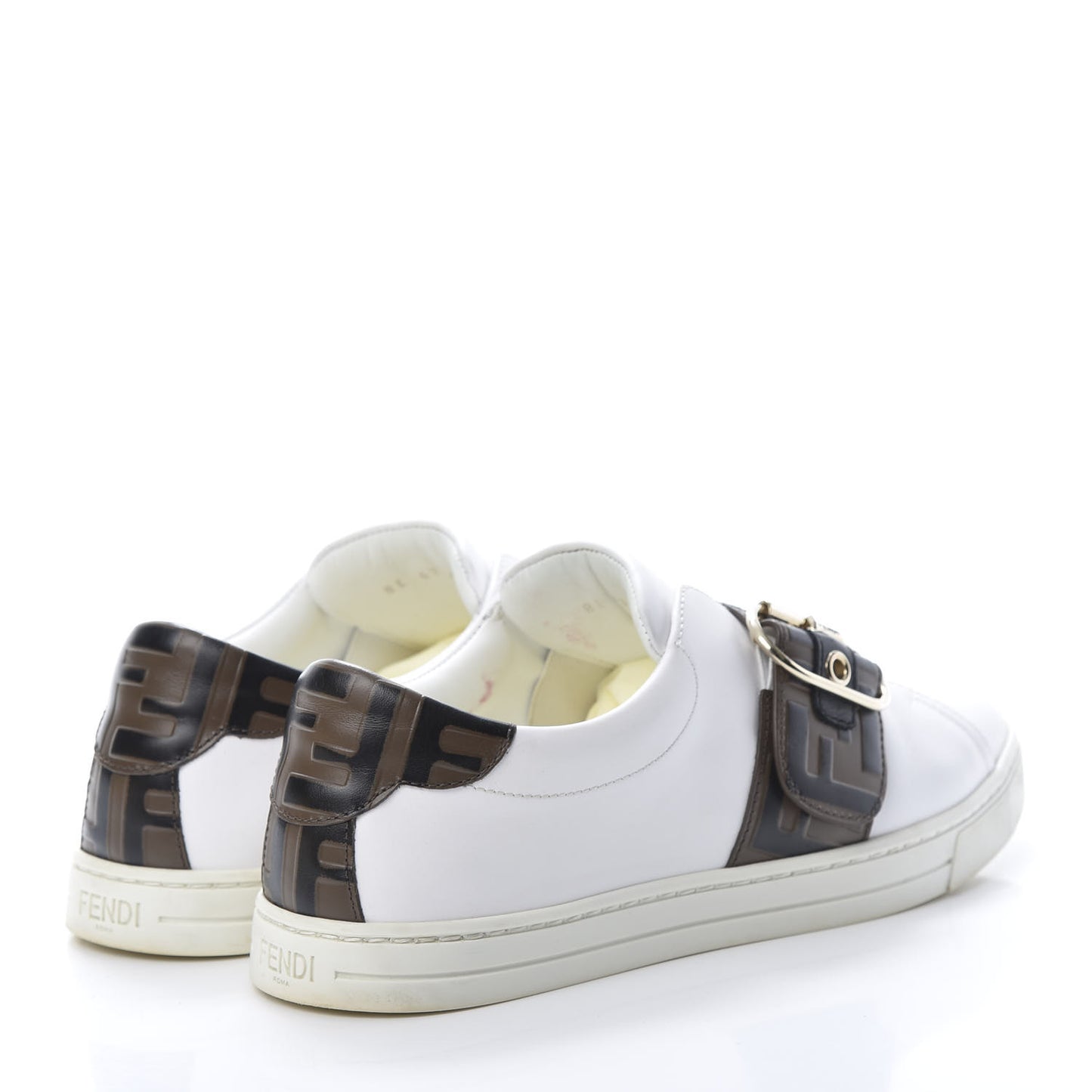 Vitello FF Embossed Womens Slip On Sneakers 37 Ultra White Maya Black