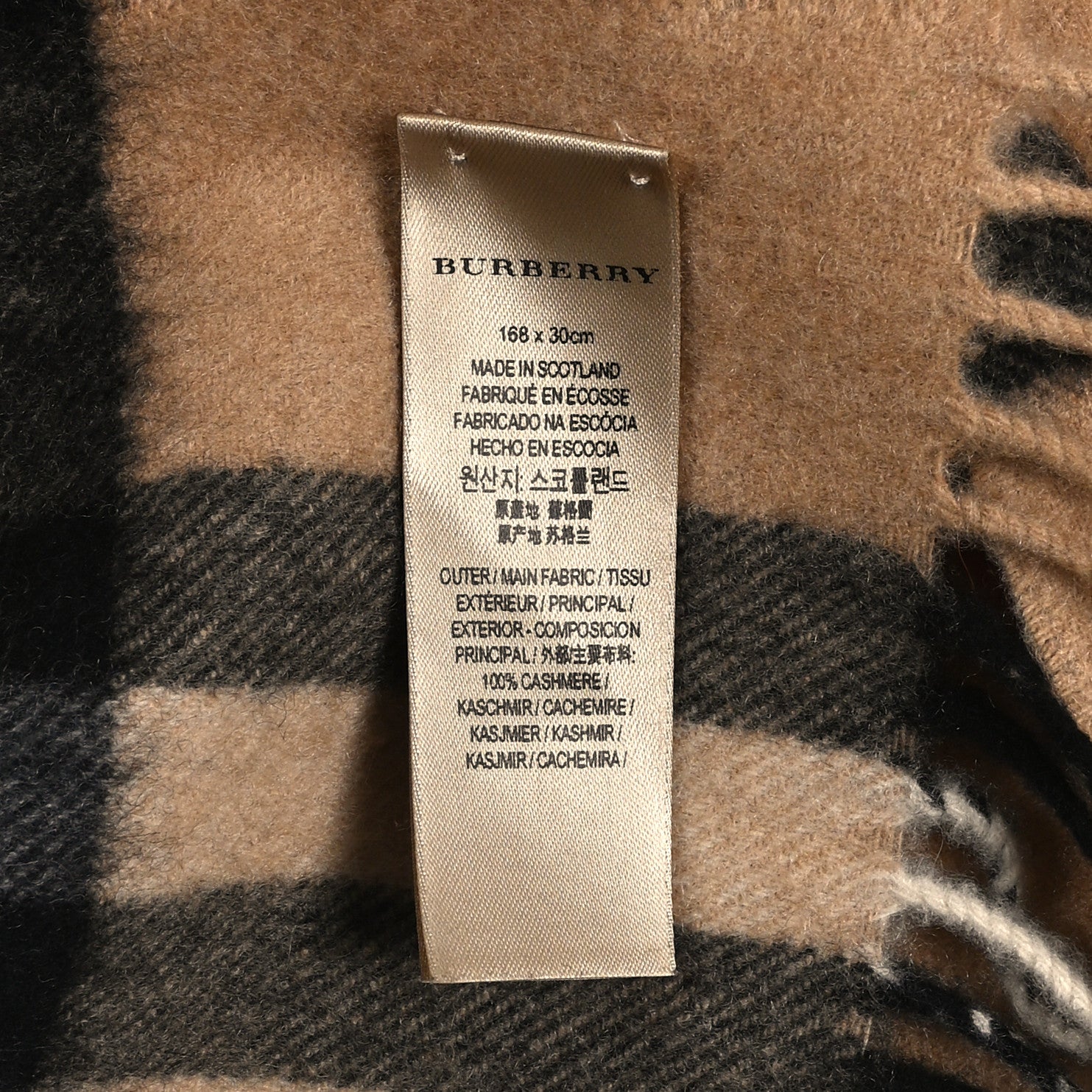 Burberry Cashmere Giant Check Fringe Scarf Camel 4 of 4