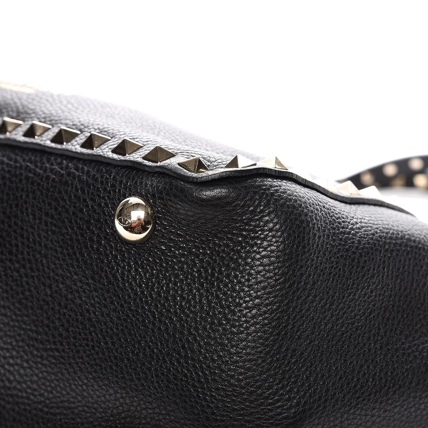Grained Calfskin Small Rockstud Tote Black
