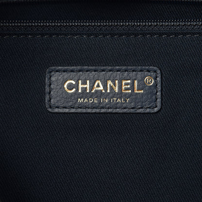 Chanel Lurex Canvas Medium Deauville Tote Navy Blue Gold 6 of 10