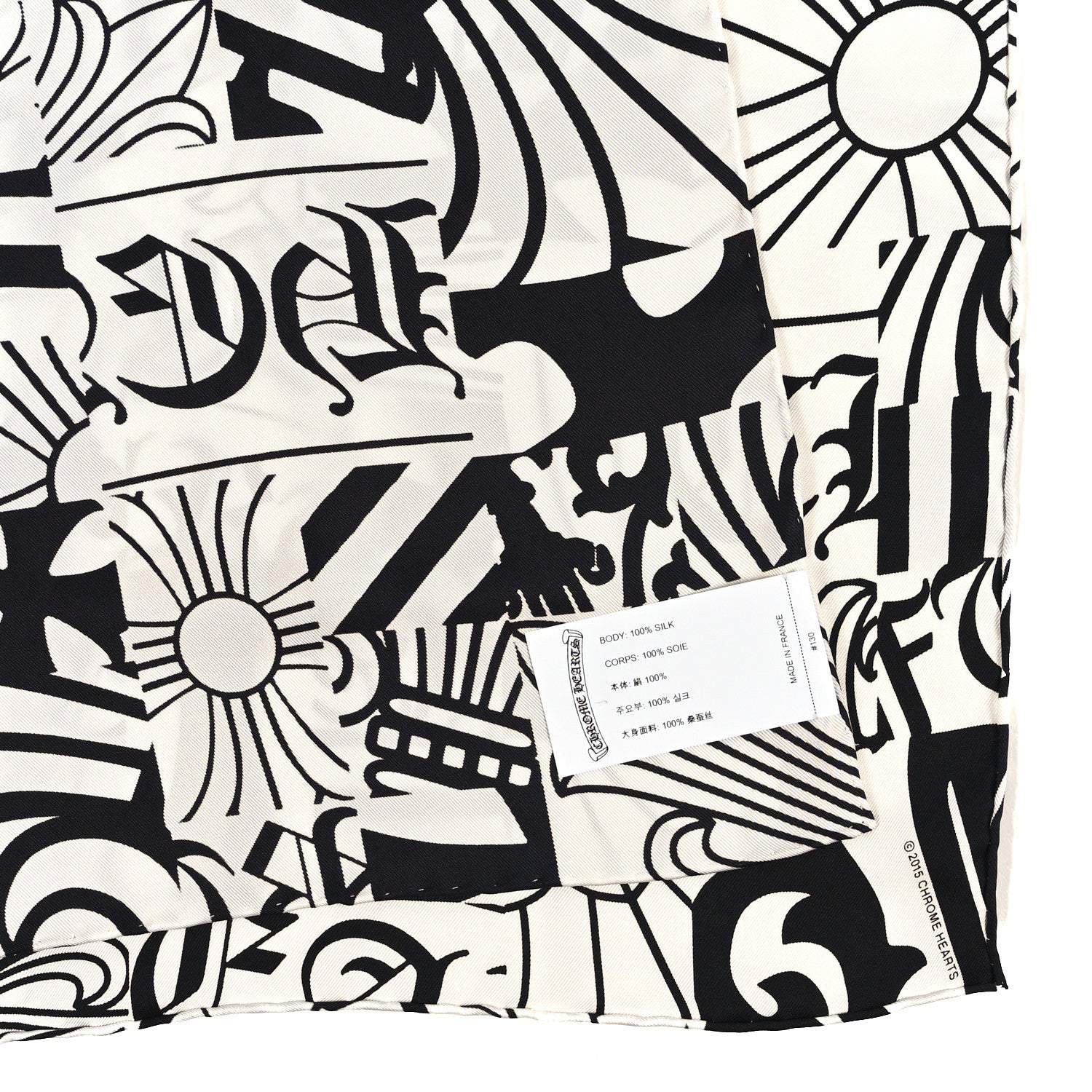 Chrome Hearts Silk Multi Element Cross Scarf Black White 3 of 3
