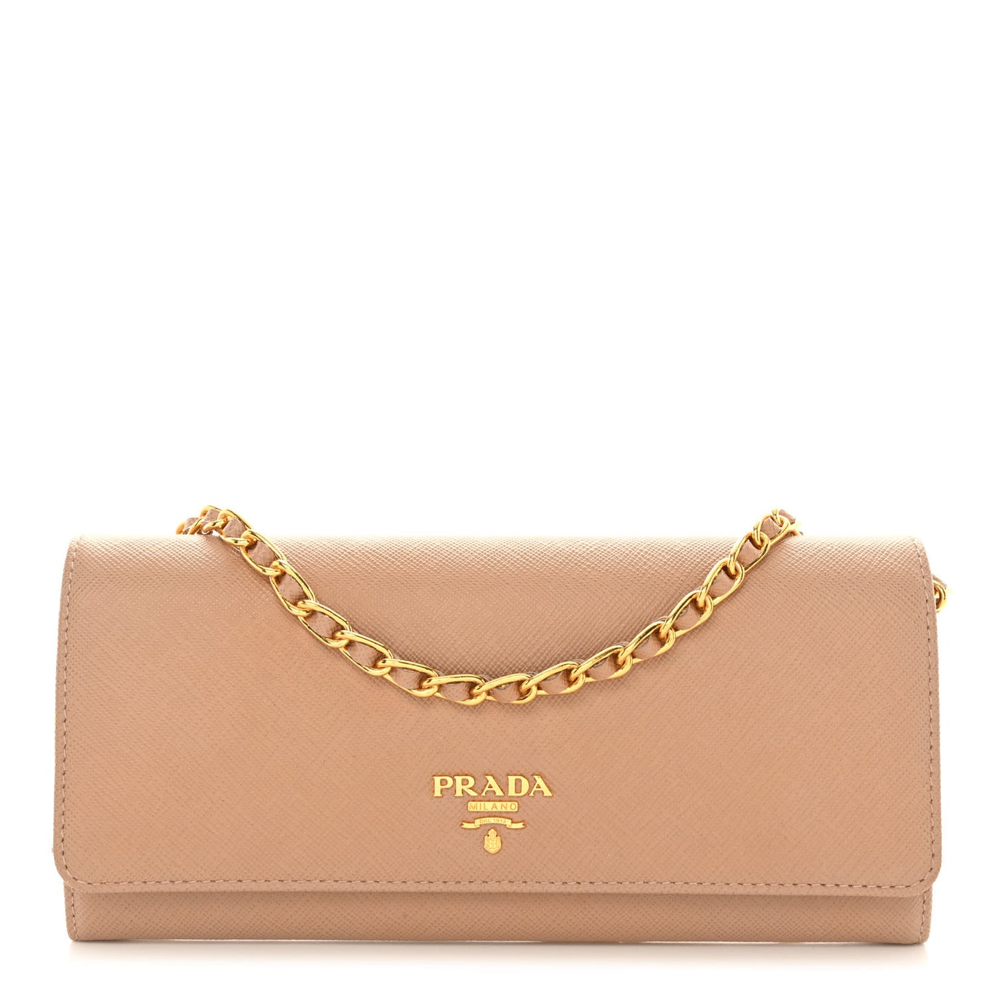 Saffiano Metal Oro Chain Wallet Cammeo