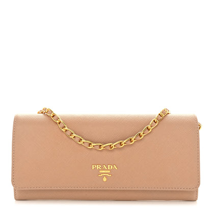 Prada Saffiano Metal Oro Chain Wallet Cammeo 1 of 11