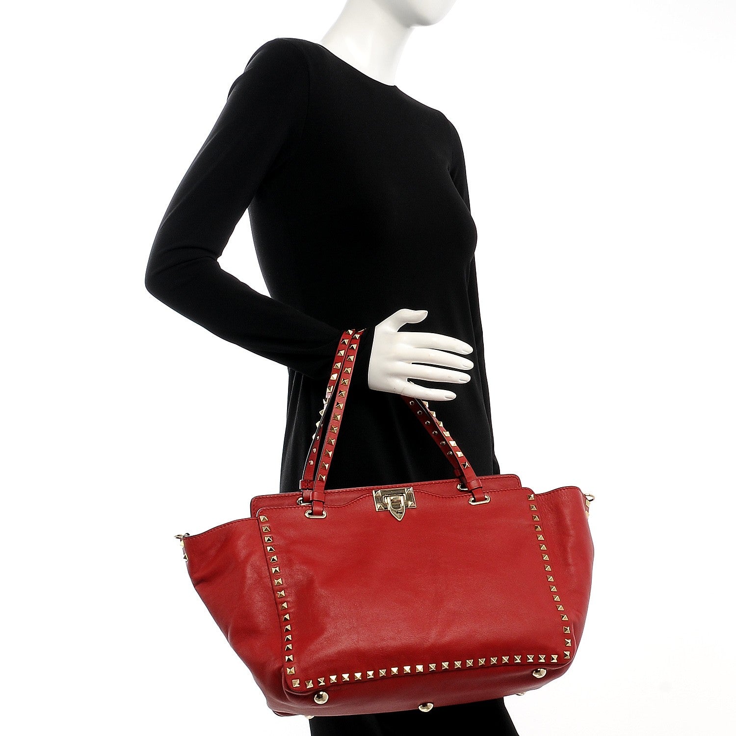Valentino Garavani Vitello Medium Rockstud Tote Rosso Valentino 2 of 8