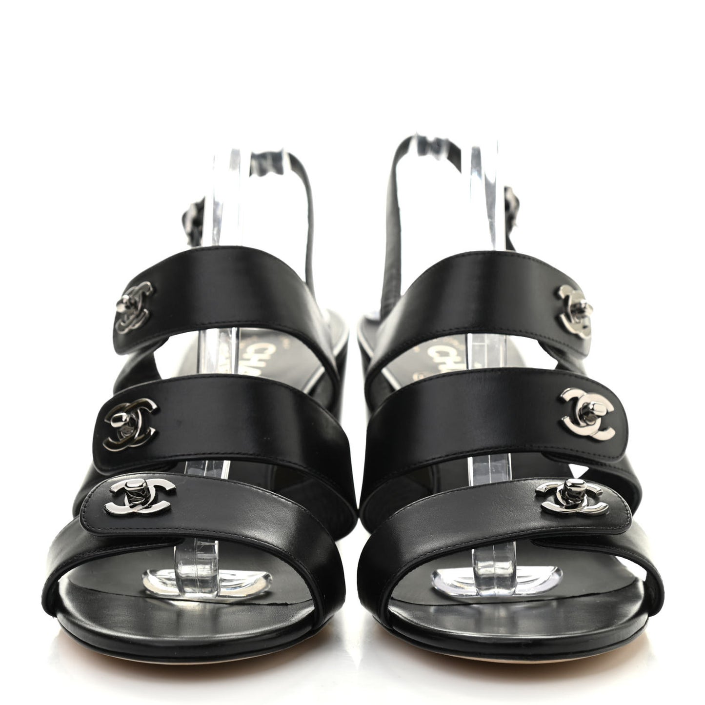 Calfskin CC Turnlock Sandals 41 Black