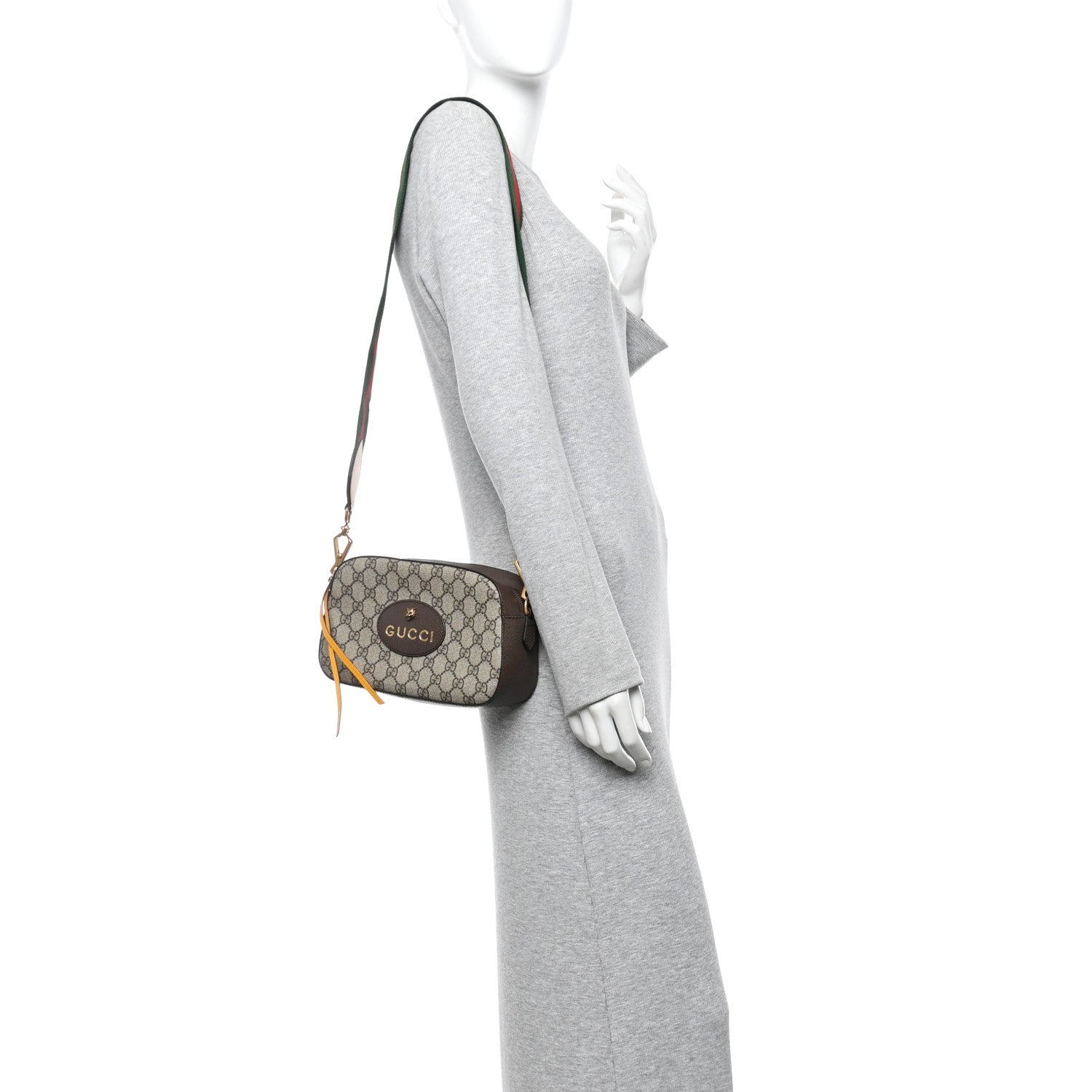 Gucci GG Supreme Monogram Web Neo Vintage Shoulder Bag Beige New Acero Crop 2 of 11