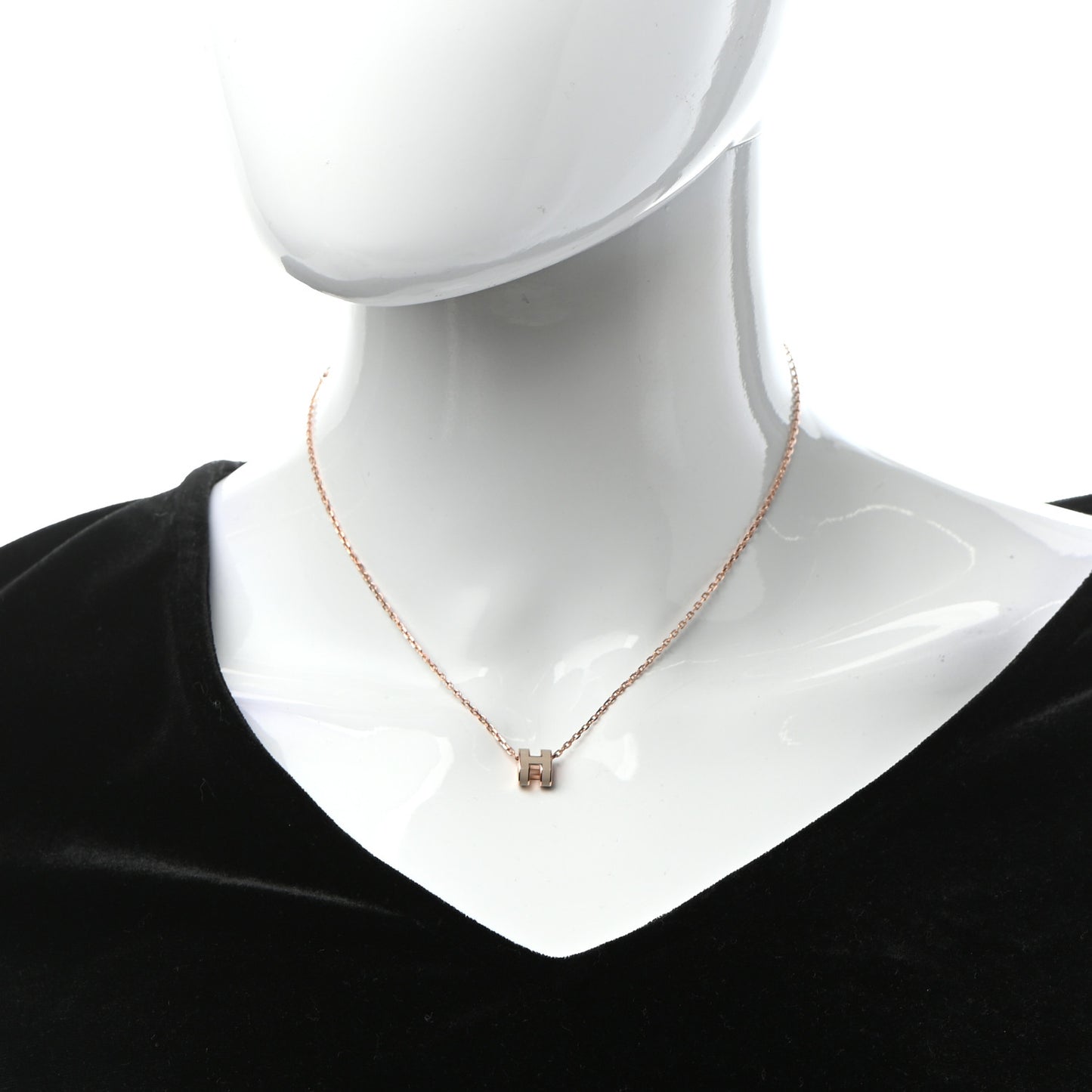Lacquered Rose Gold Mini Pop H Pendant Necklace Marron Glace