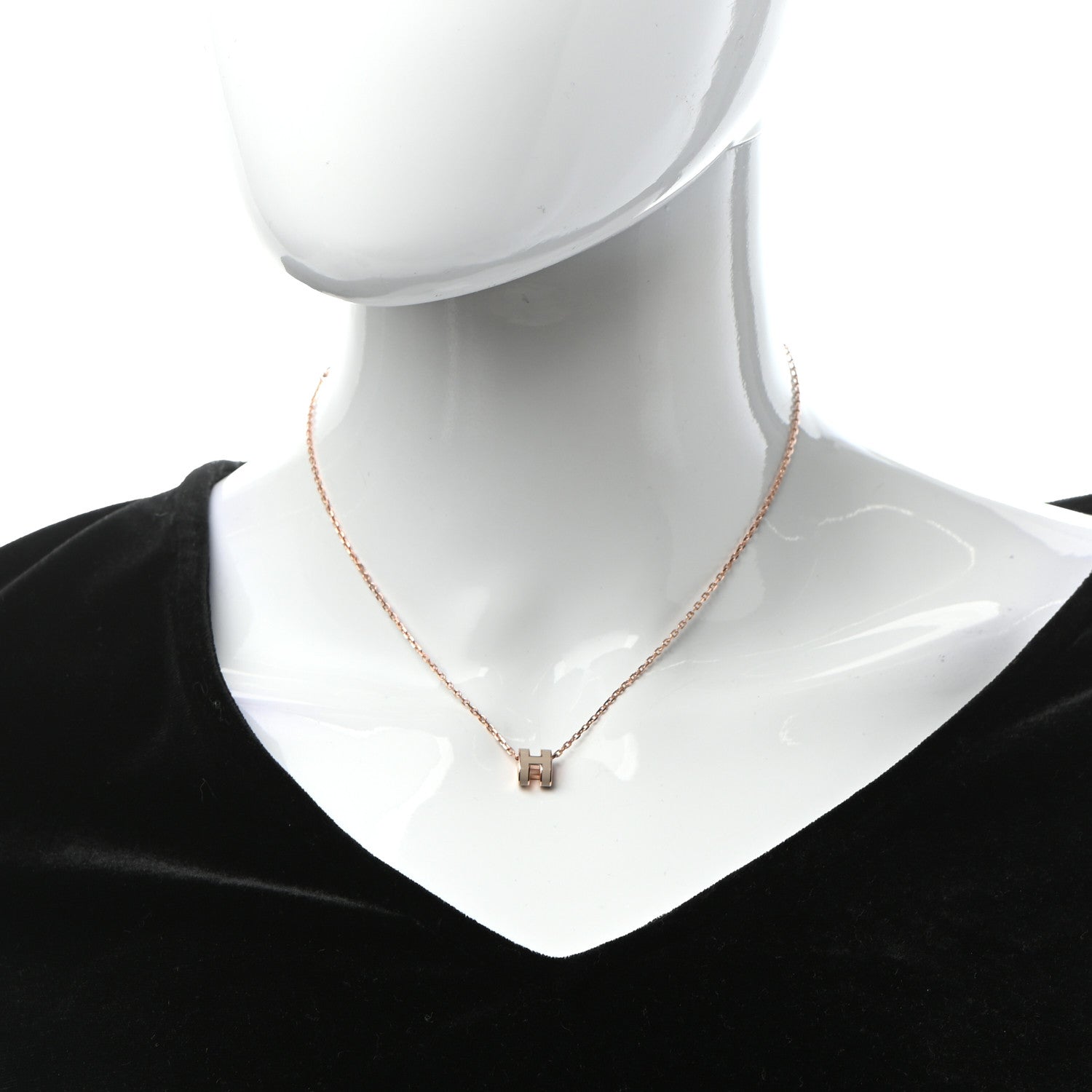 Hermes Lacquered Rose Gold Mini Pop H Pendant Necklace Marron Glace 2 of 5