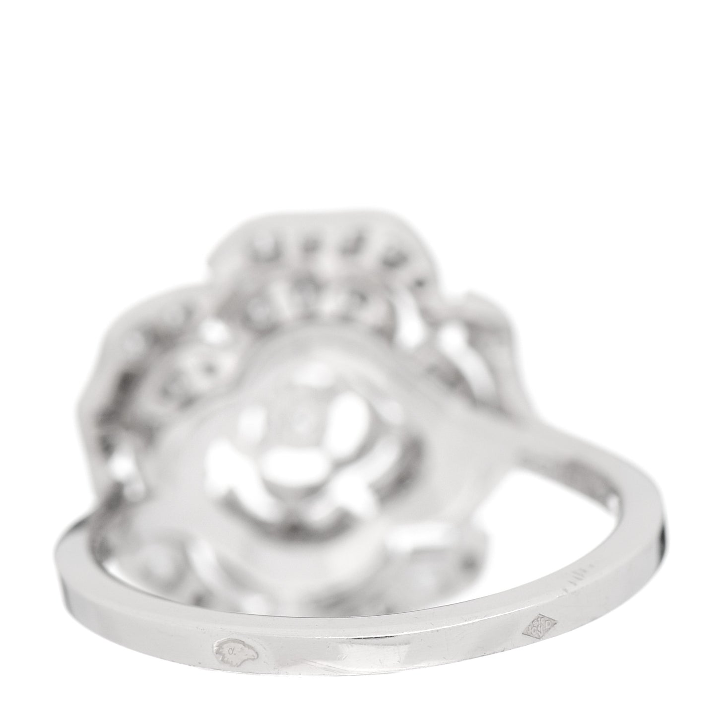 18K White Gold Diamond Small Bouton de Camelia Ring 47 4