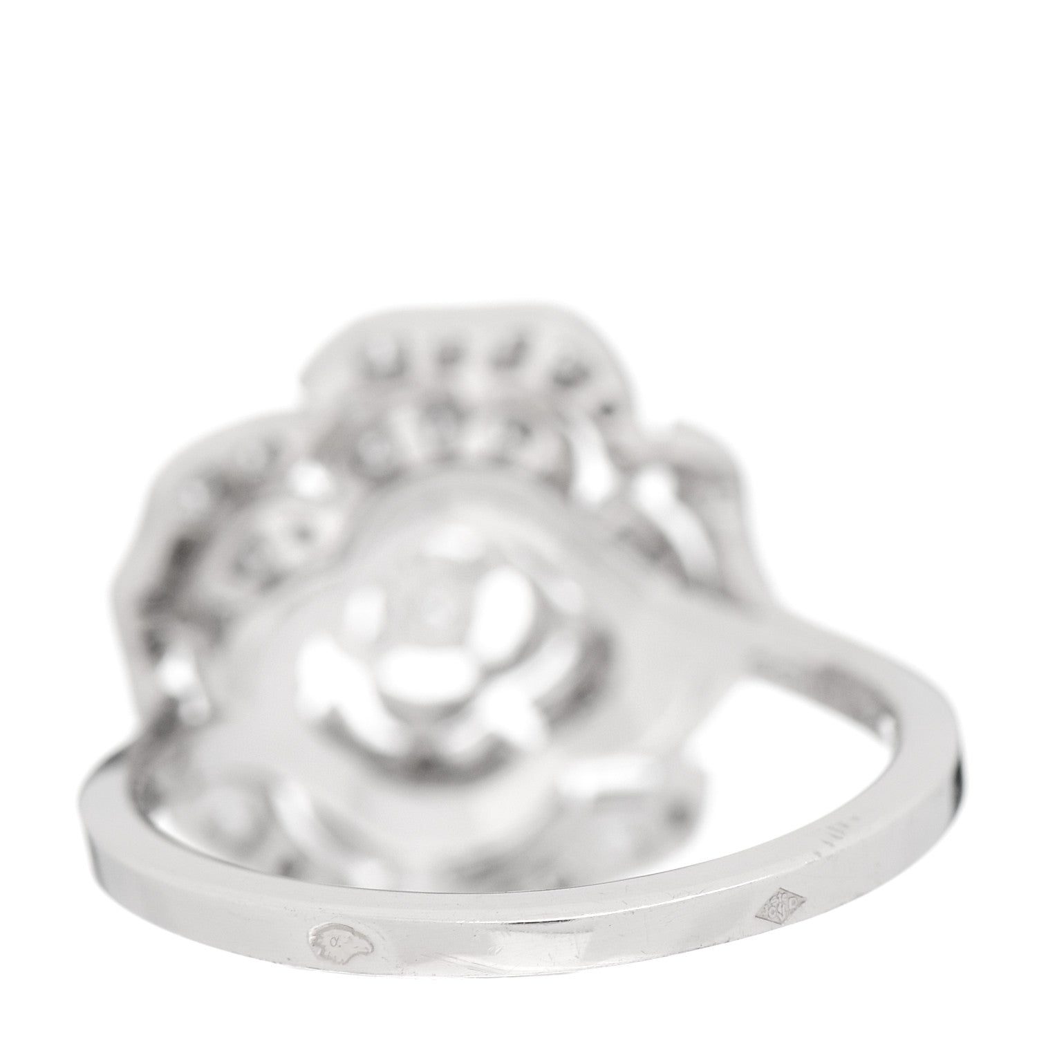 Chanel 18K White Gold Diamond Small Bouton de Camelia Ring 47 4 4 of 6