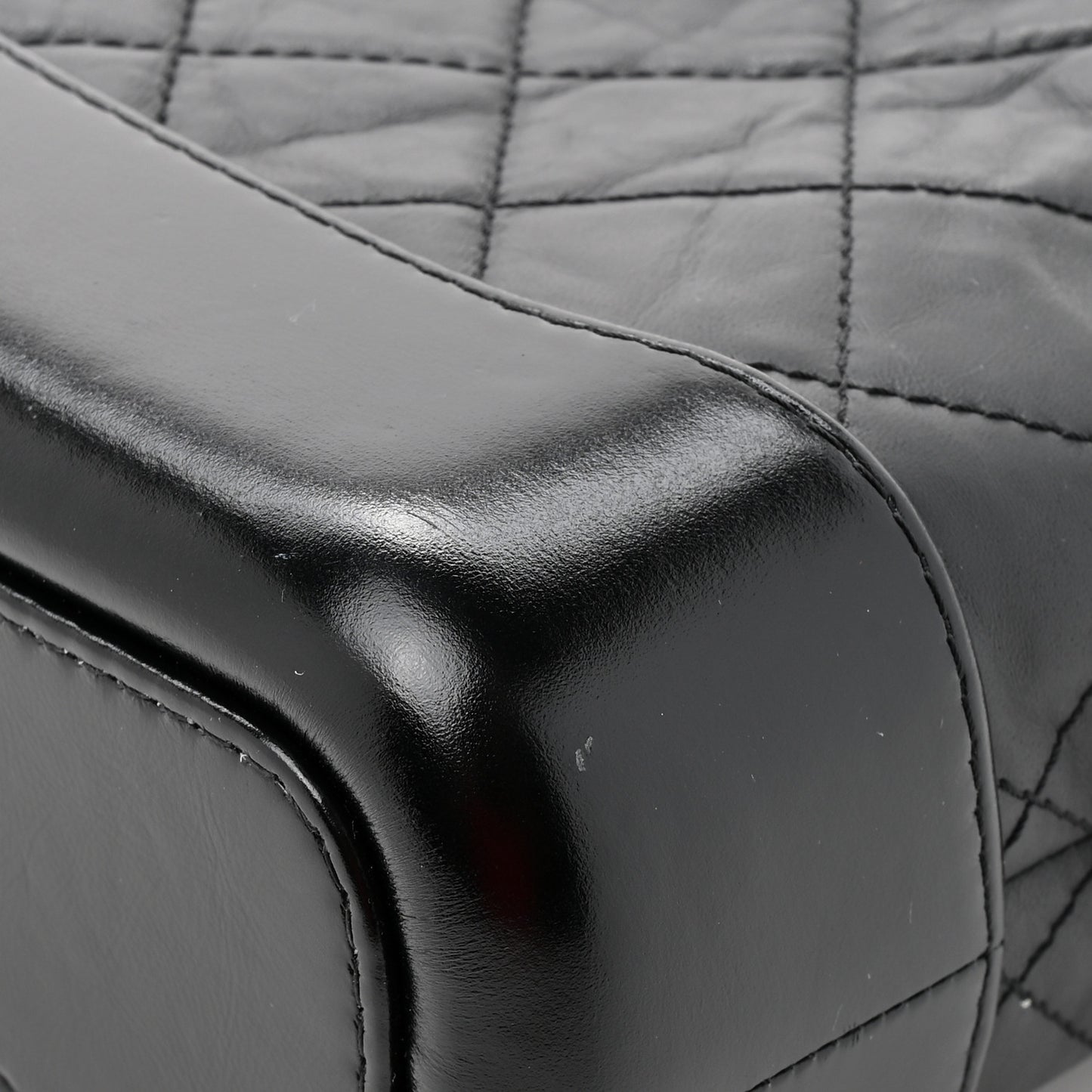 Aged Calfskin Quilted Small Gabrielle Hobo Black