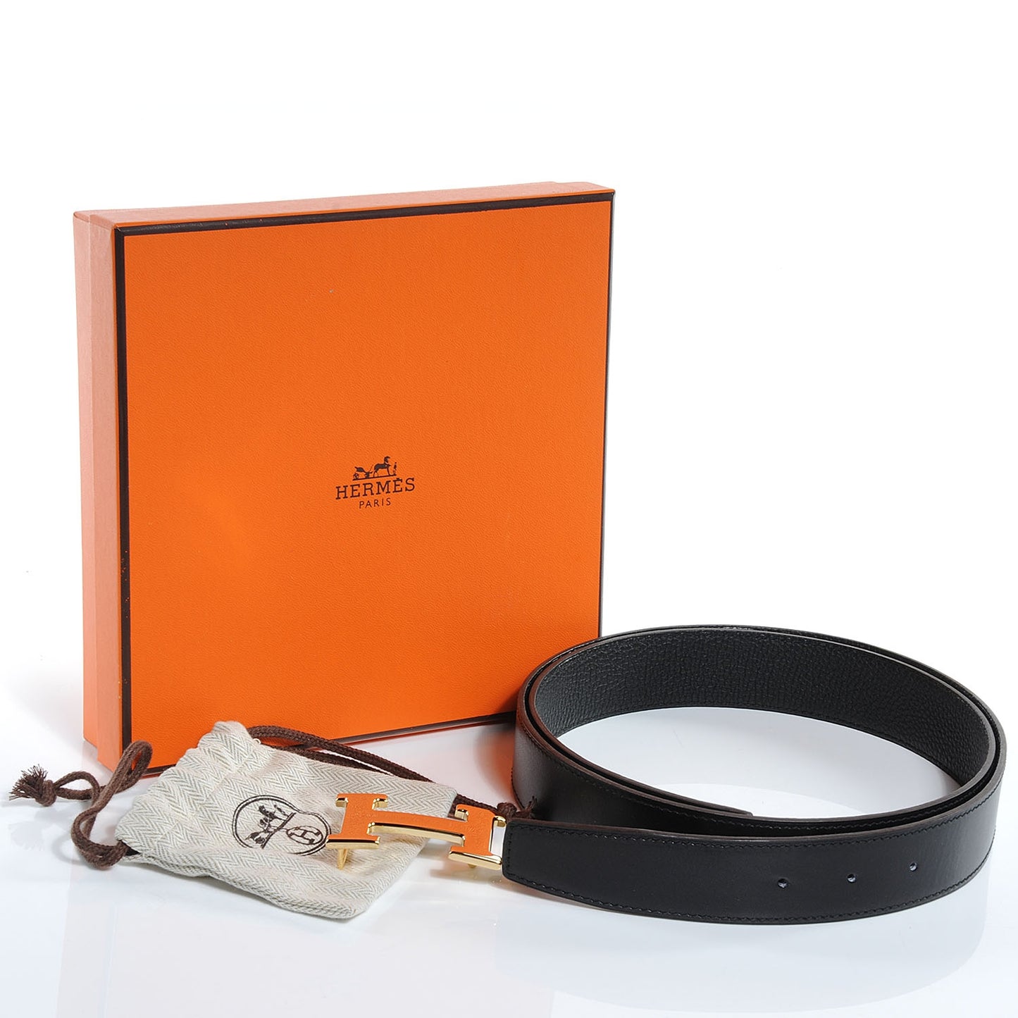 Box Clemence Reversible 32mm H Belt 100 Black