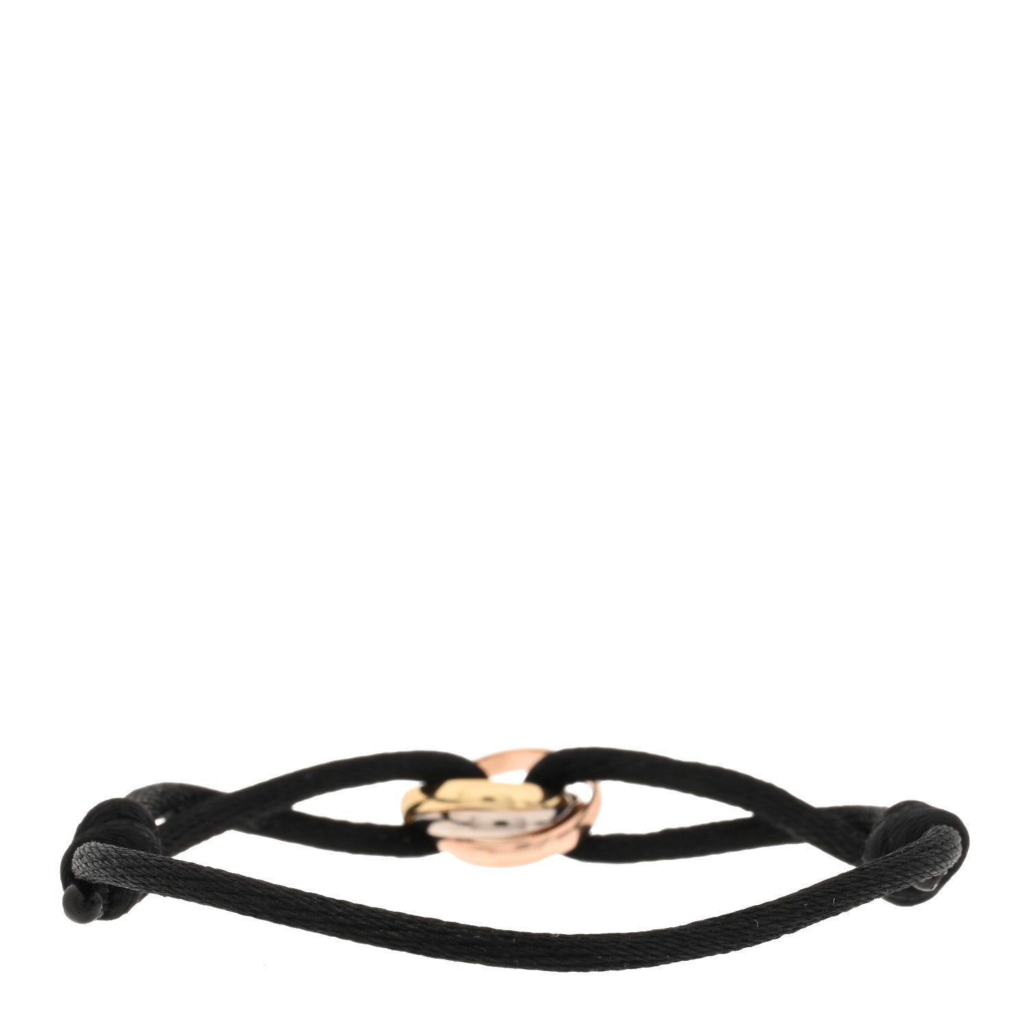 Cartier 18k Pink Yellow White Gold Trinity Adjustable Cord Bracelet Black 2 of 4
