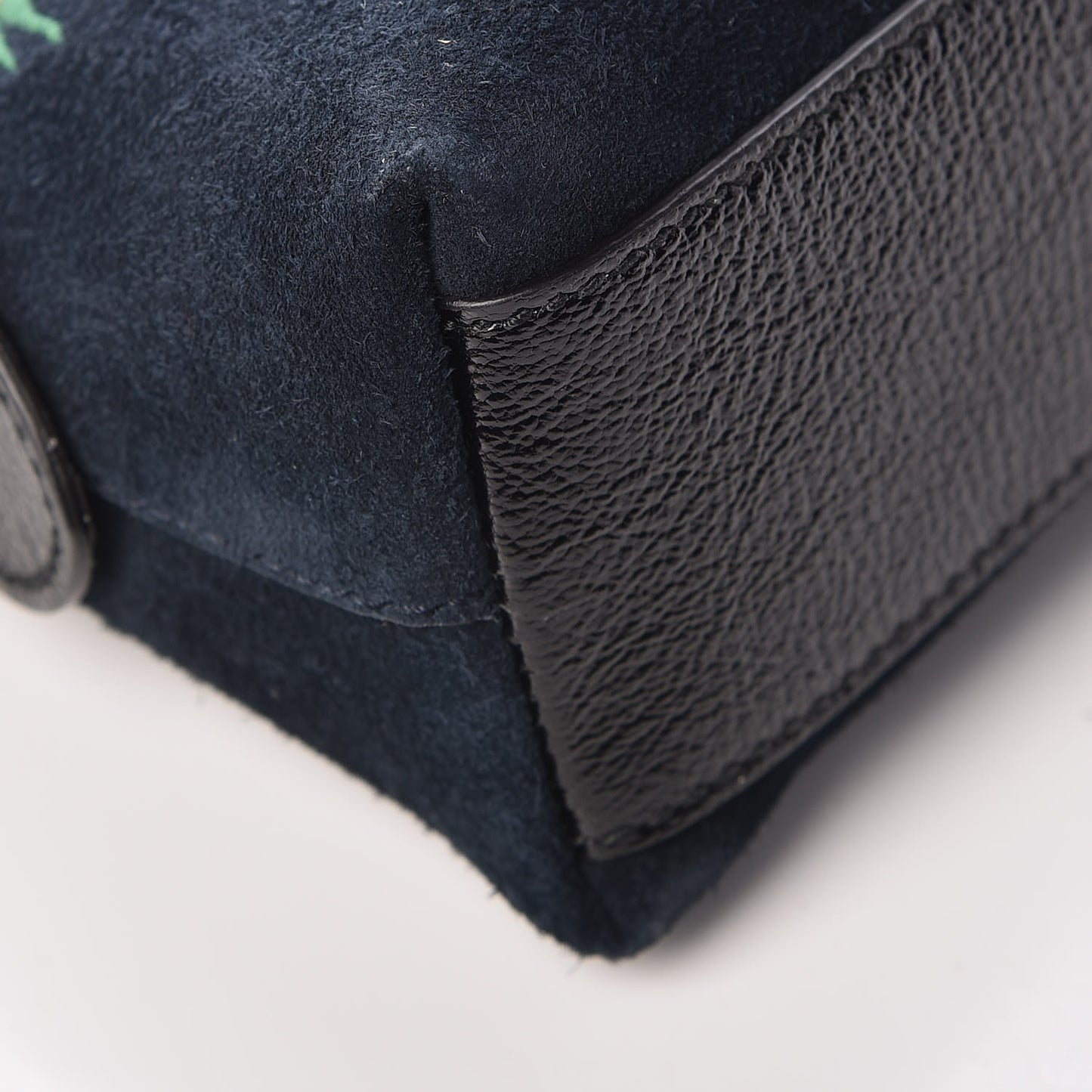 Suede Patent Dragon Embroidered Small Ophidia Dome Shoulder Bag Blue Multicolor Black