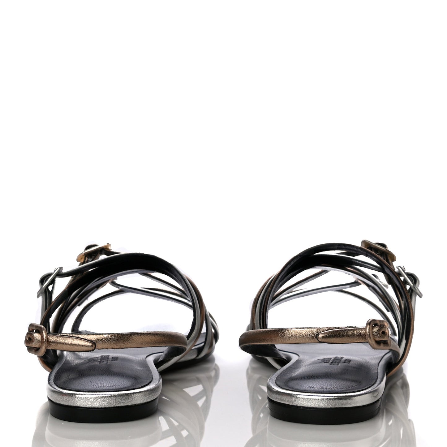 Metallic Nappa Buckles Sandals 36 Argent