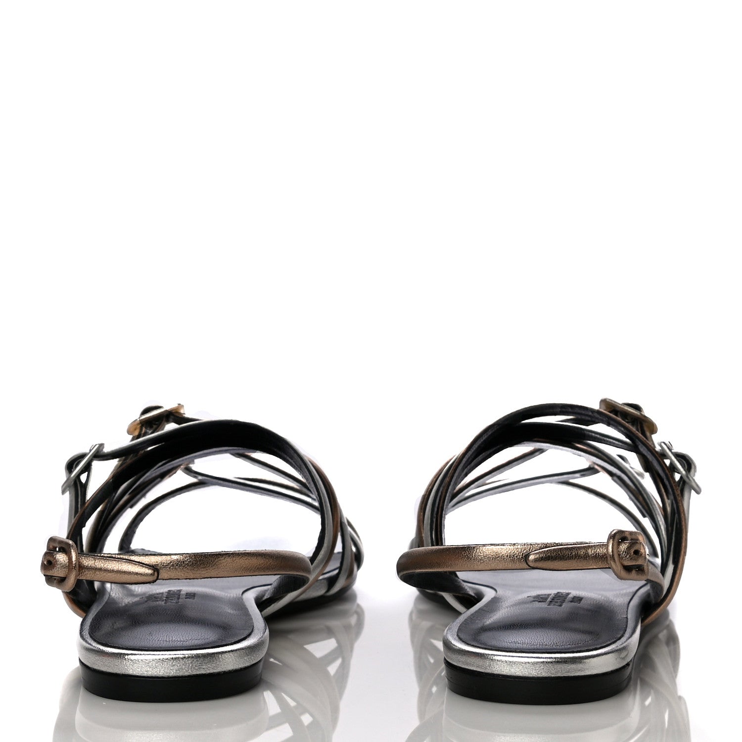 Hermes Metallic Nappa Buckles Sandals 36 Argent 6 of 16