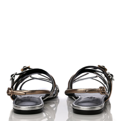 Hermes Metallic Nappa Buckles Sandals 36 Argent 6 of 16