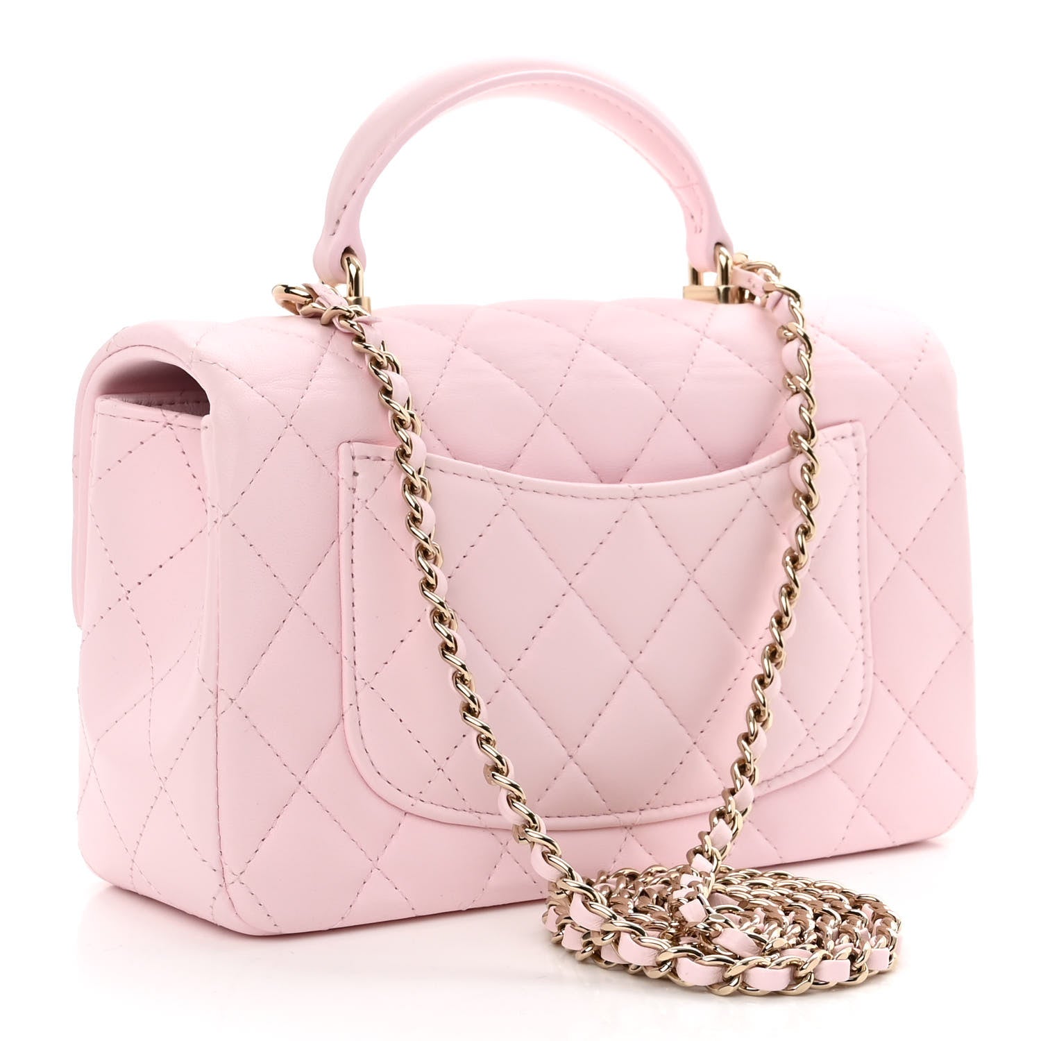 Chanel Lambskin Quilted Mini Top Handle Rectangular Flap Light Pink 3 of 10