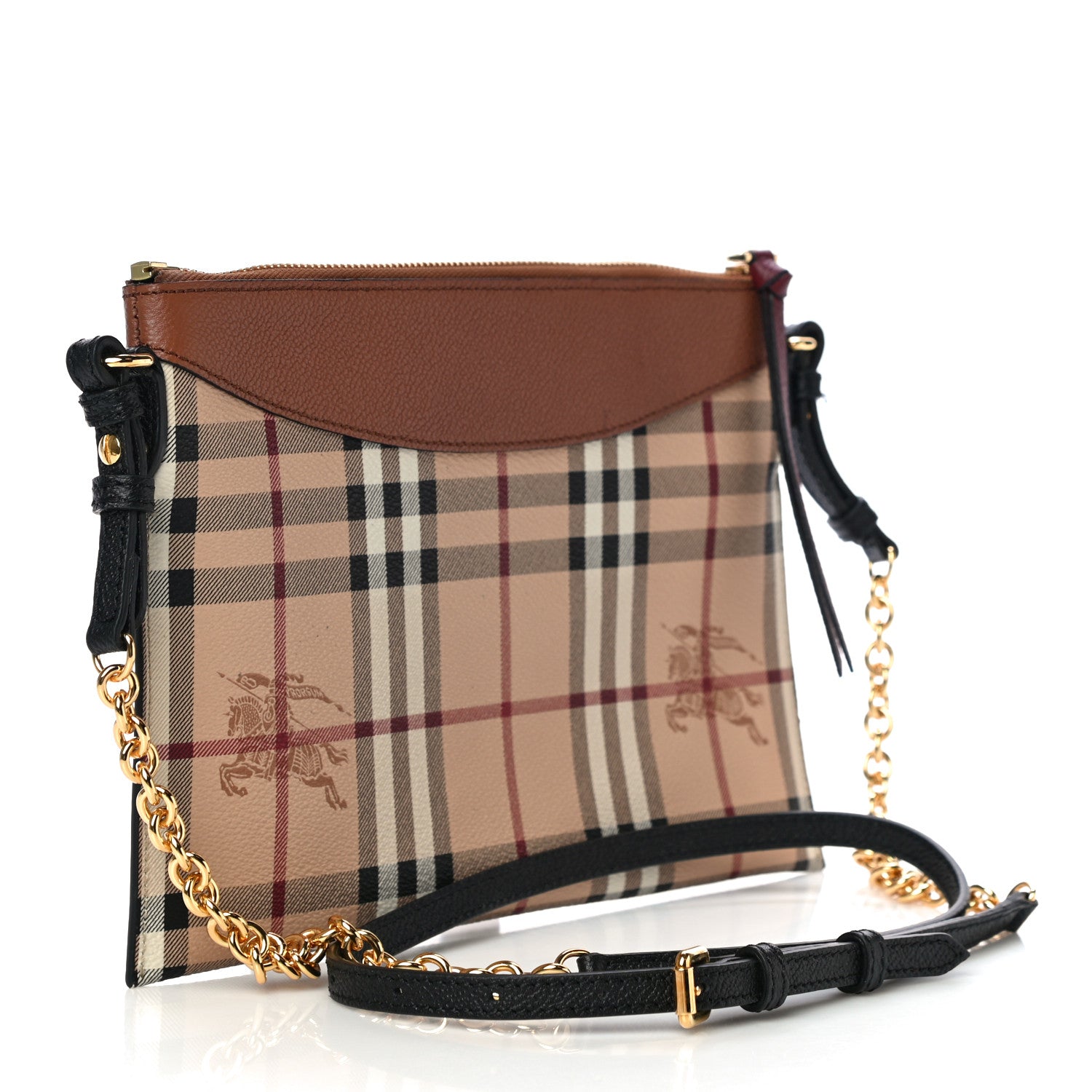 Burberry Haymarket Check Peyton Crossbody Clutch Bag Toffee 3 of 15