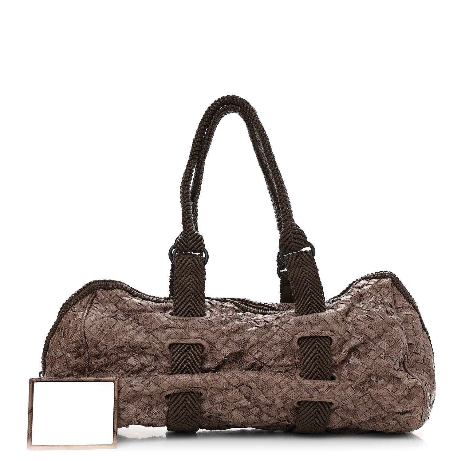 Bottega Veneta Woven Snakeskin Accordion Satchel Brown 1 of 14