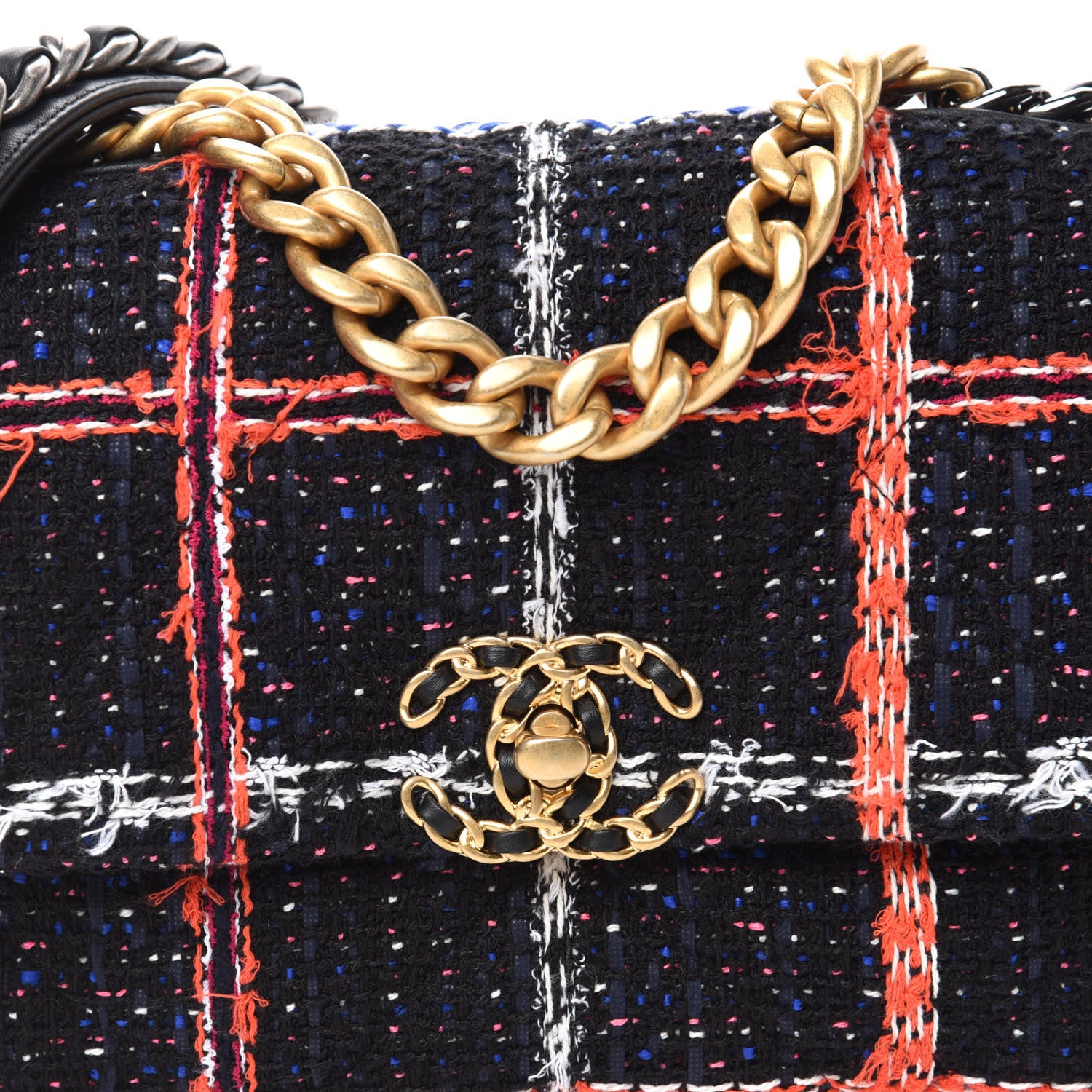 Chanel Tweed Quilted Medium Chanel 19 Flap Black Multicolor 10 of 11