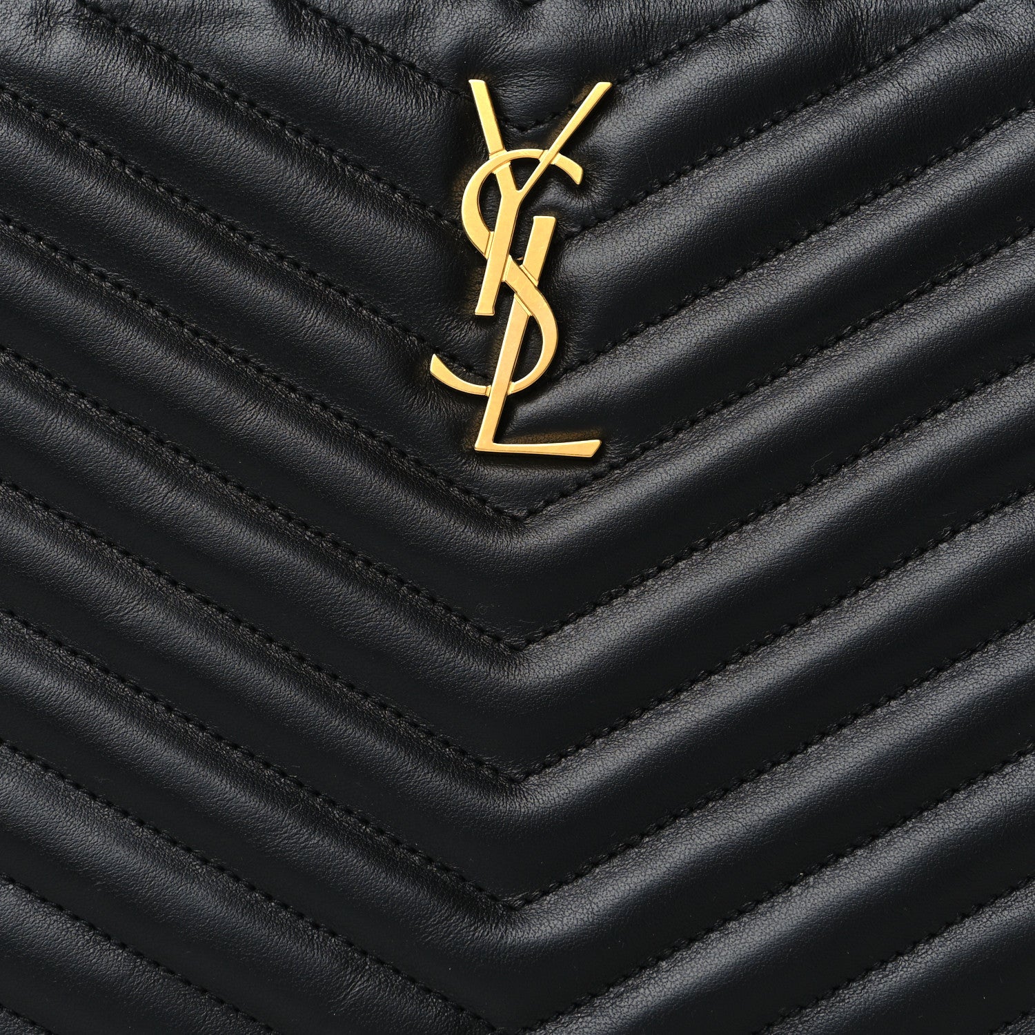 Saint Laurent Calfskin Matelasse Chevron Monogram A5 Wristlet Black 8 of 9
