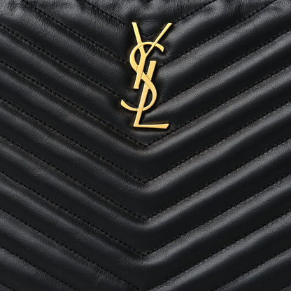 Saint Laurent Calfskin Matelasse Chevron Monogram A5 Wristlet Black 8 of 9