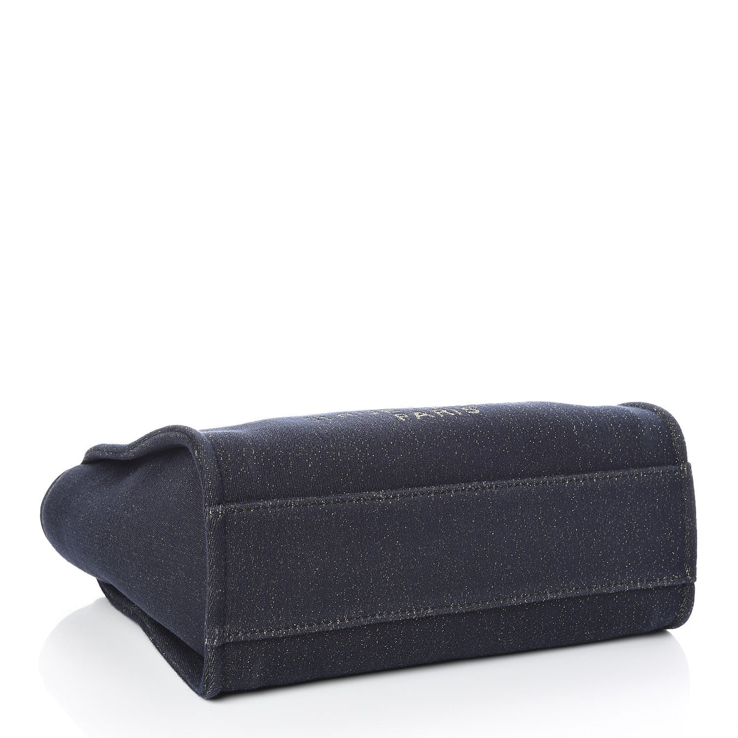 Lurex Canvas Small Deauville Tote Navy Blue Gold