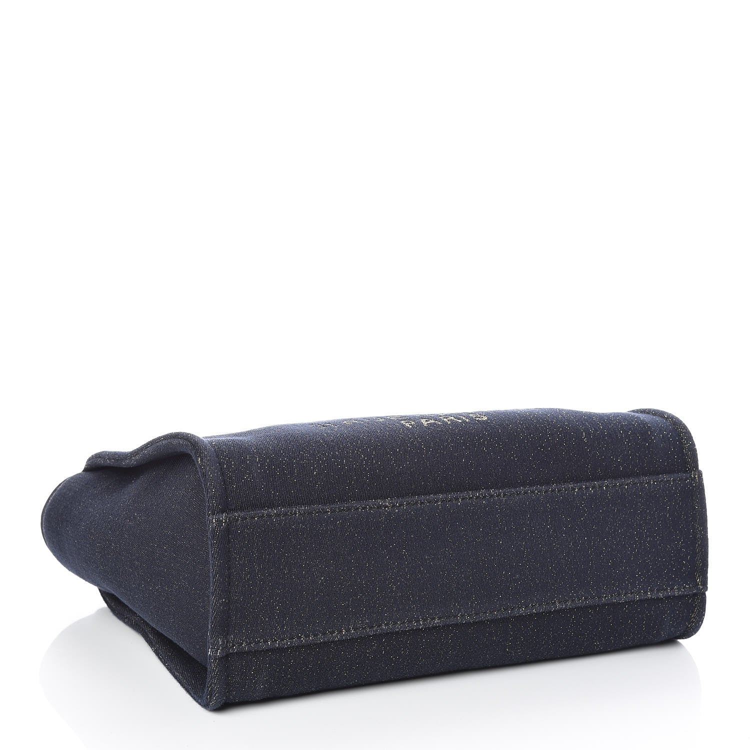 Chanel Lurex Canvas Small Deauville Tote Navy Blue Gold 4 of 10