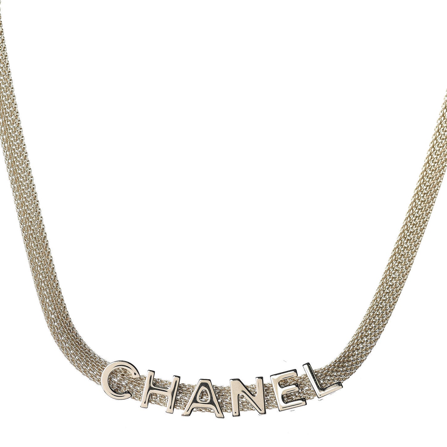 Mesh Logo Choker Necklace Gold