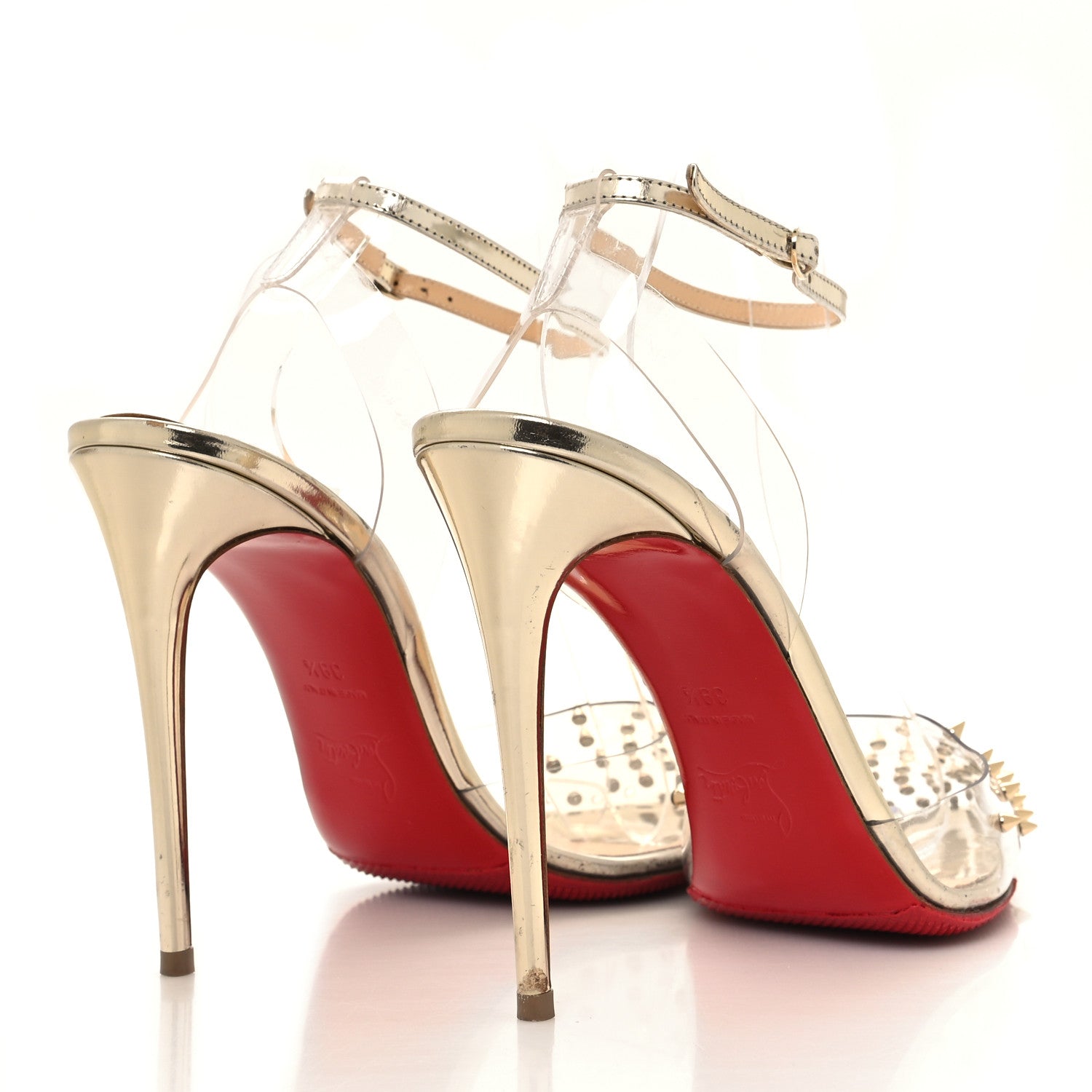 Christian Louboutin CHRISTIAN LOUBOUTIN PVC Specchio Spikoo 100 Pumps 39.5 Light Gold 4 of 9