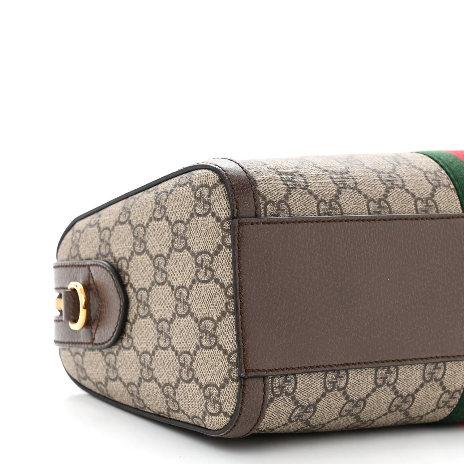 Gucci GG Supreme Monogram Textured Dollar Calfskin Web Medium Ophidia Boston Beige Ebony New Acero 9 of 11