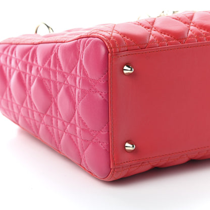 Christian Dior Lambskin Cannage Medium Bi-Color Lady Dior Orange Fuchsia 7 of 8