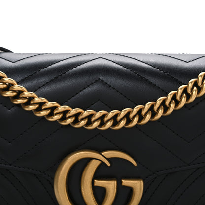 Gucci Calfskin Matelasse Small GG Marmont Shoulder Bag Black 8 of 10