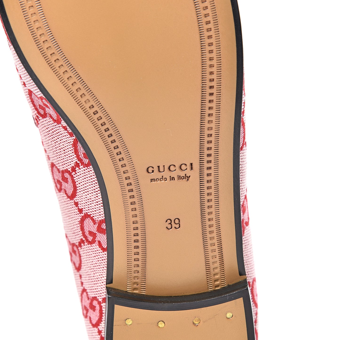 Canvas GG Monogram Horsebit Womens Jordaan Loafers 39 Gardenia Hibiscus Red