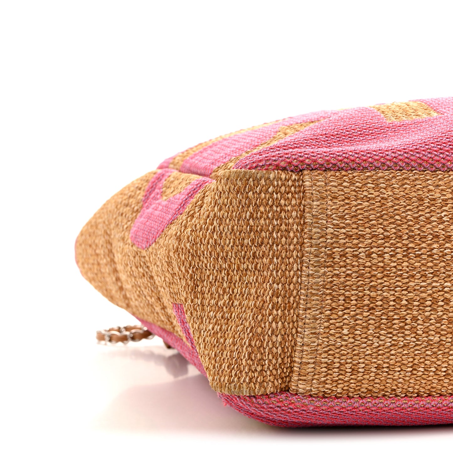 Mixed Fibers Large Shopping Bag Pink Beige