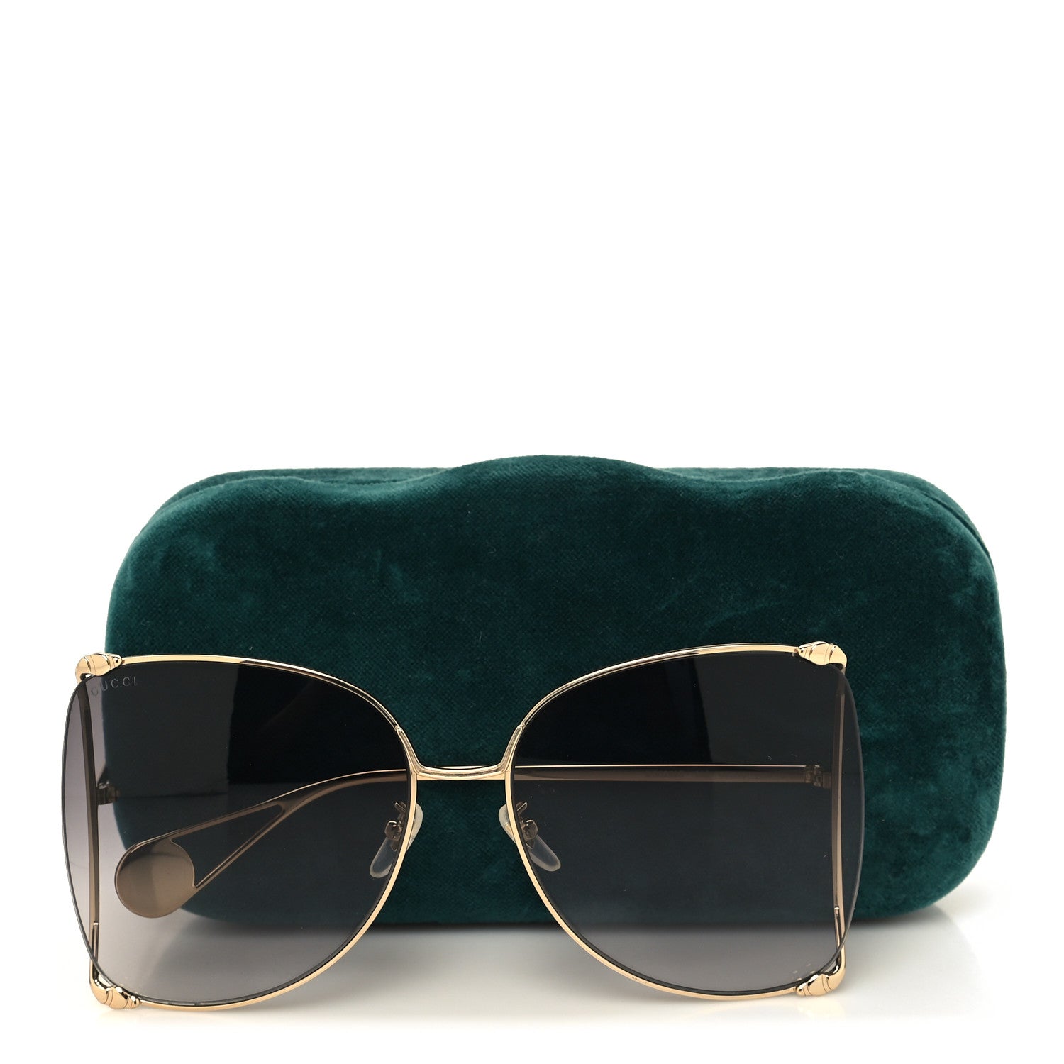 Gucci Oversized Round Sunglasses GG0252S Gold Brown 8 of 8