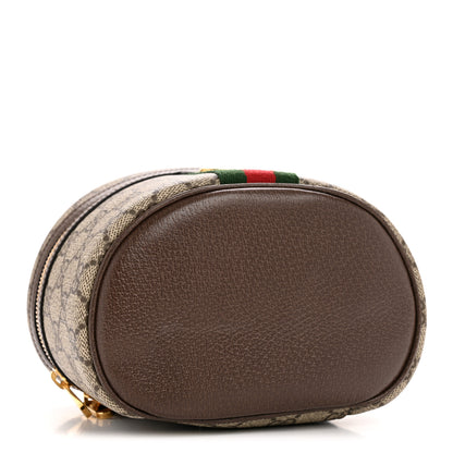 Gucci GG Supreme Monogram Textured Calfskin Web Ophidia Vanity Cosmetic Case Beige Ebony New Acero 4 of 9