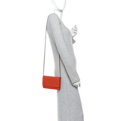 Chanel Caviar Timeless CC Wallet On Chain WOC Orange 2 of 12