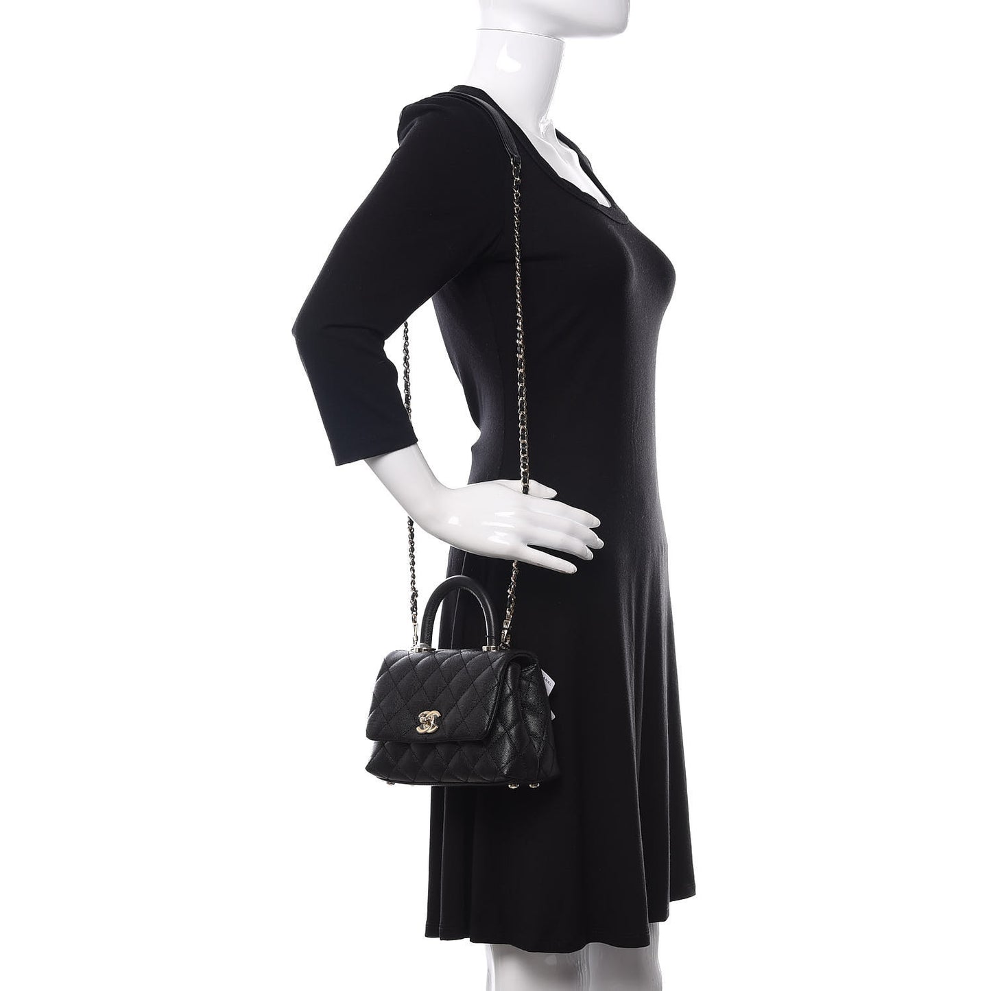 Caviar Quilted Extra Mini Coco Handle Flap Black