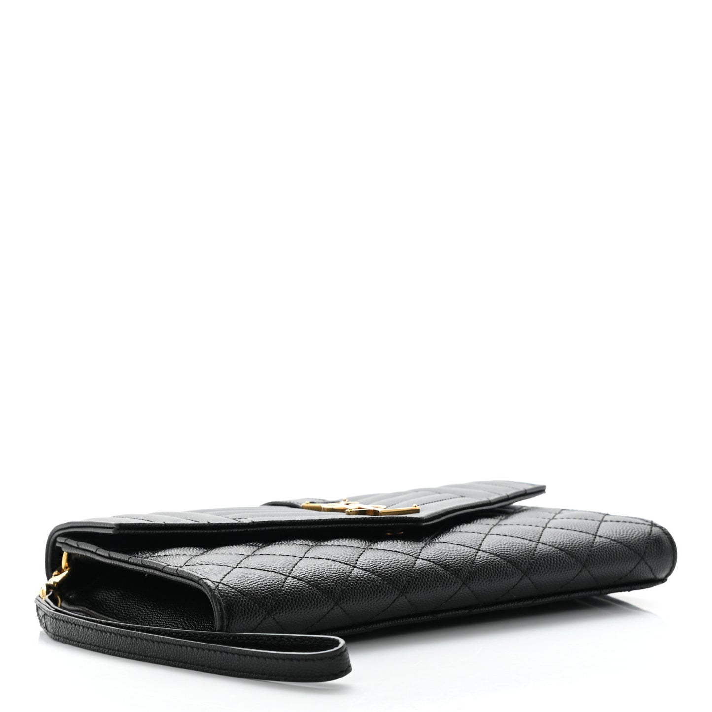 Grain De Poudre Textured Mixed Matelasse Triquilt Monogram Clutch Black