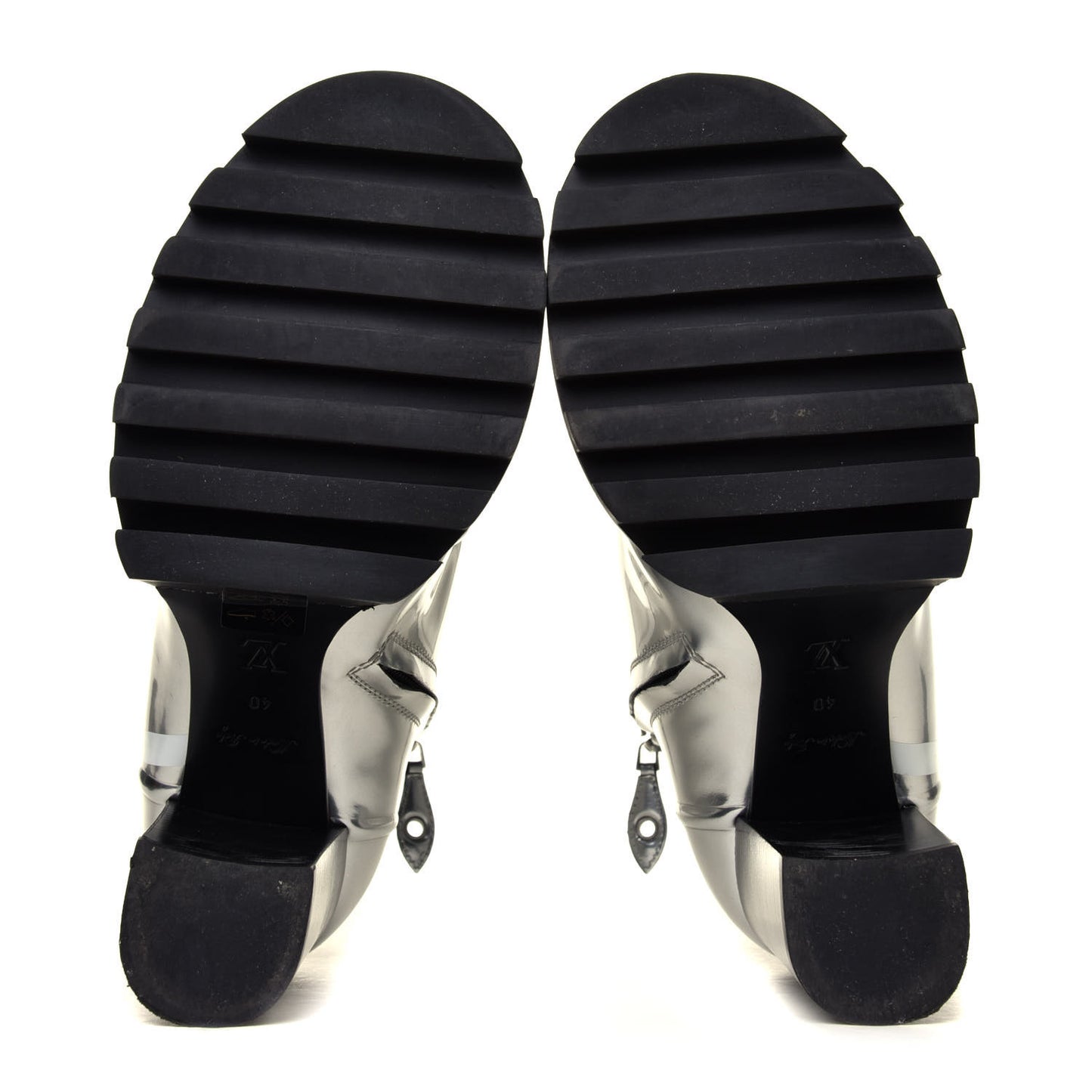 Patent Calfskin Spaceship Star Trail Ankle Boots 40 Silver